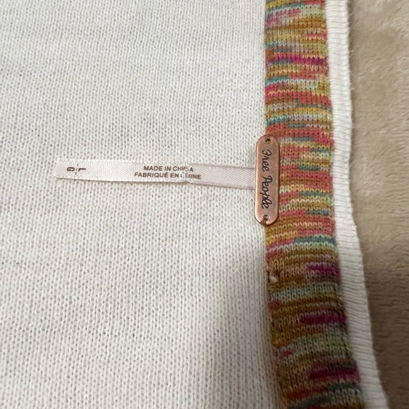 Free People oversized v-neck sweater size L oatmeal cream - Picture 3 of 15